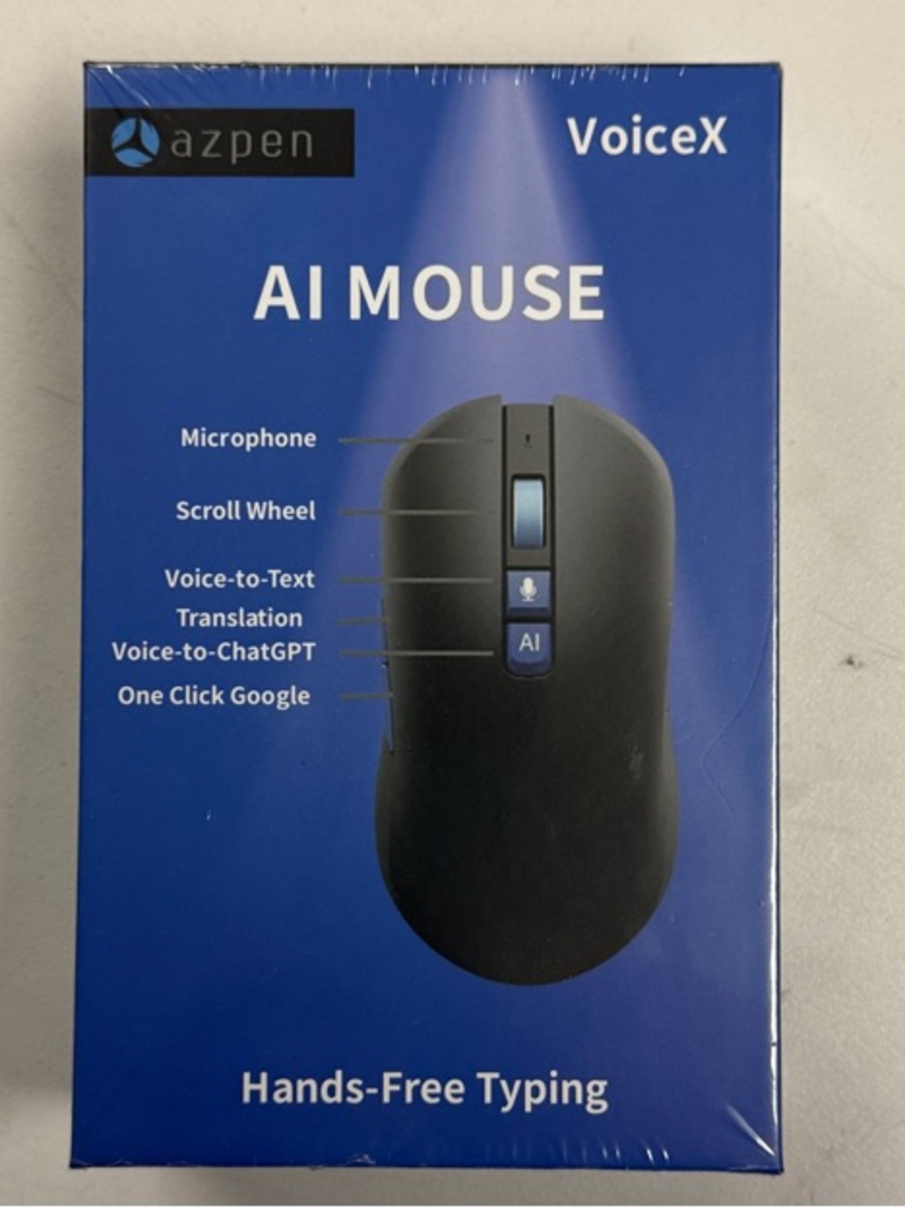 Azpen VoiceX AI Mouse — Black Wireless Voice Mouse with AI Controls